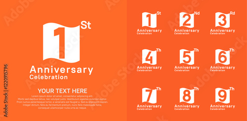 Anniversary logo set vector design, white color for celebration event