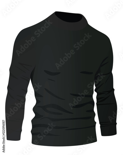 Black   long neck t shirt. vector illustration