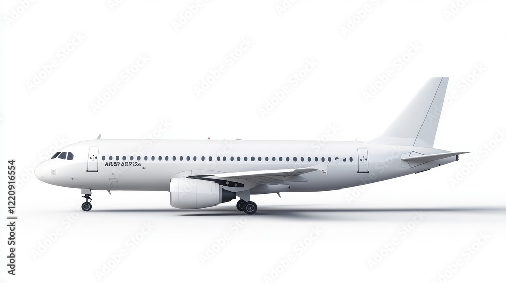 Fototapeta premium Sleek White Airplane Profile - Modern Airliner