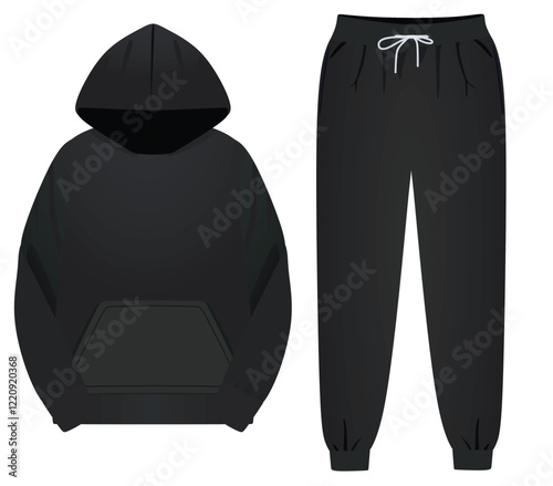 Hoodie and tracksuit bottom. vector