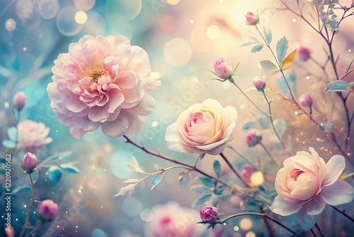 Elegant Floral Double Exposure Background with Copy Space for Design