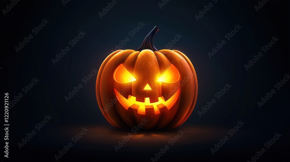 Glowing jack-o'-lantern with a spooky expression Glowing jack-o'-lantern with a spooky expression