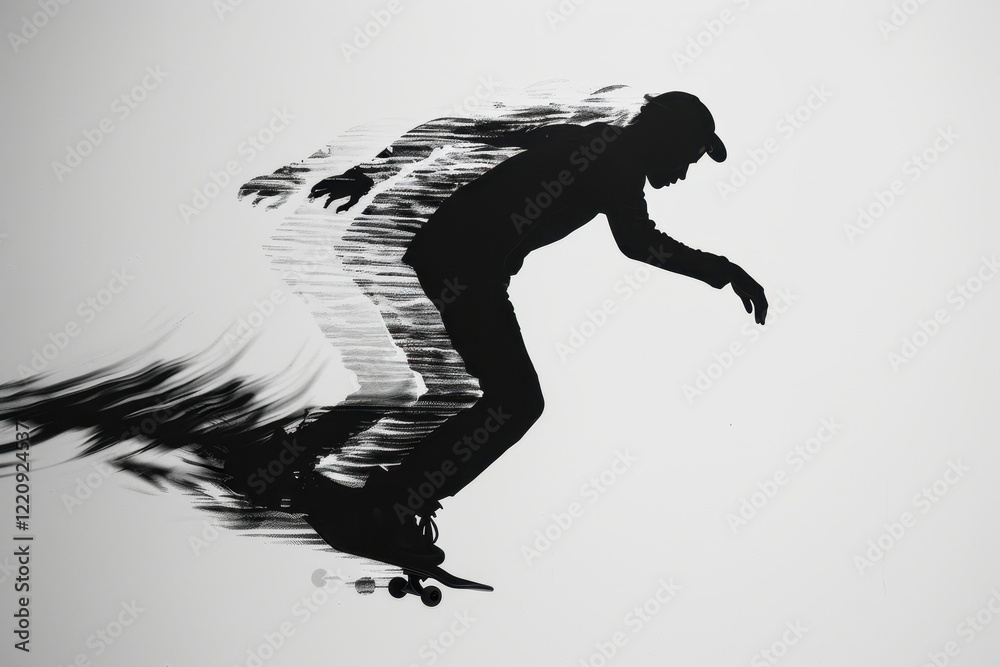 Dynamic Skateboarder Silhouette Art Dynamic Skateboarder Silhouette Art