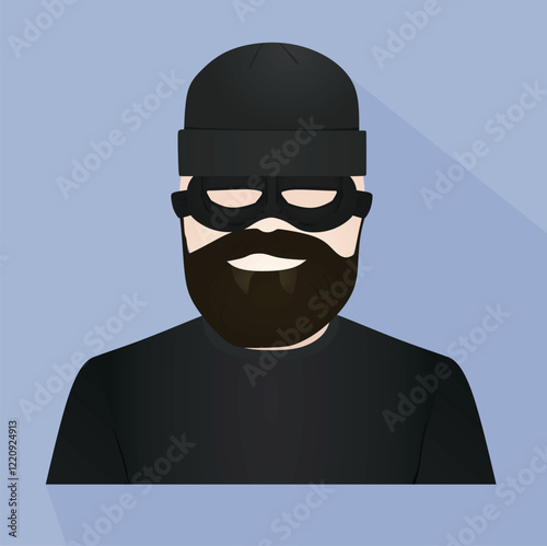 Thief in black icon. vector