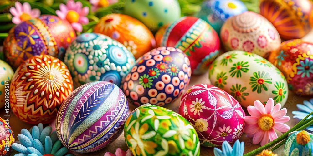 Pastel Easter Eggs Flat Lay: Colorful Spring Macro Photography with Copy Space Pastel Easter Eggs Flat Lay: Colorful Spring Macro Photography with Copy Space