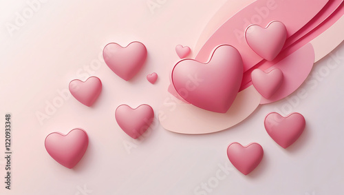 Minimalist Heart Illustration with Pink Shades for Valentines Day 2025 Generative AI