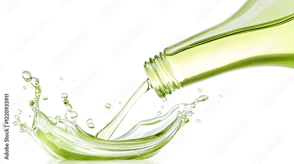 A bottle of green liquid is pouring out of a bottle A bottle of green liquid is pouring out of a bottle