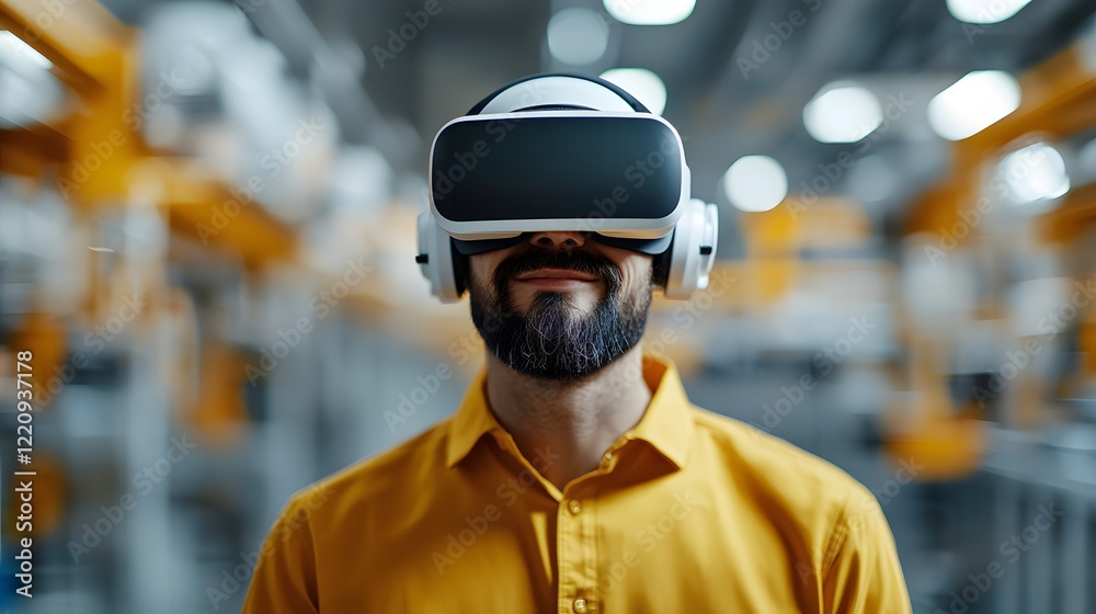 Engineer Embracing Augmented Reality with Enthusiasm in a Dynamic Industrial Setting Today. Global Day of the Engineer Concept Engineer Embracing Augmented Reality with Enthusiasm in a Dynamic Industrial Setting Today. Global Day of the Engineer Concept