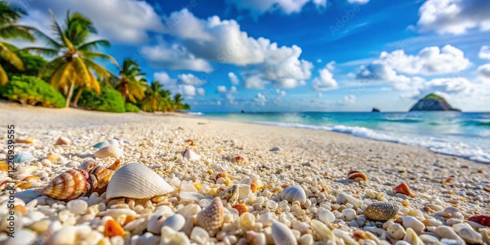 Pristine White Sand Beach Macro Photography: Tropical Island Paradise Pristine White Sand Beach Macro Photography: Tropical Island Paradise