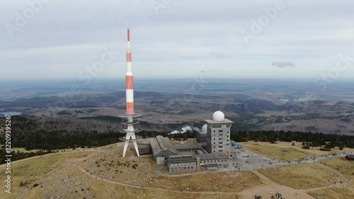 Brocken im Harz – Drohnenaufnahme des Brockenhauses und Brockenhotels mit Blick auf das Brockenplateau und die Highlights des Nationalparks photo