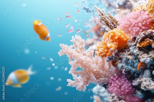 Unterwasserwelt mit tropischen Fischen und Korallenriffen in klarem, blauem Wasser