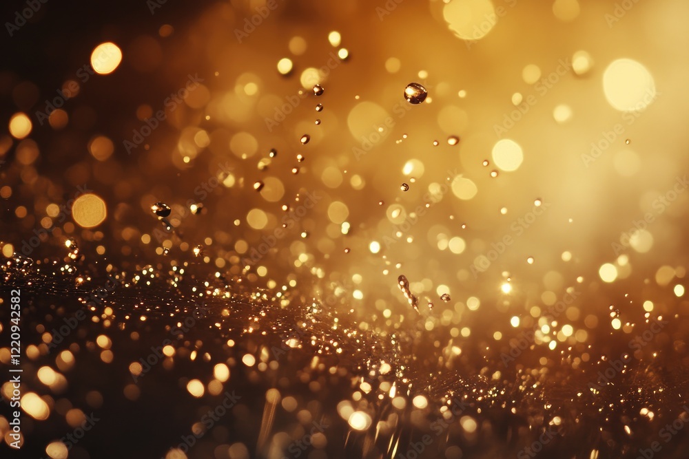 Fototapeta premium Golden Water Drops Splash