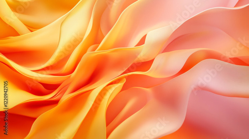 wavy abstract orange geometric curved lines in wave shape, smooth lines creating a sense of movement and elegance fabric texture of orange cloth, Wave Design Abstract Swirling lines orange background.