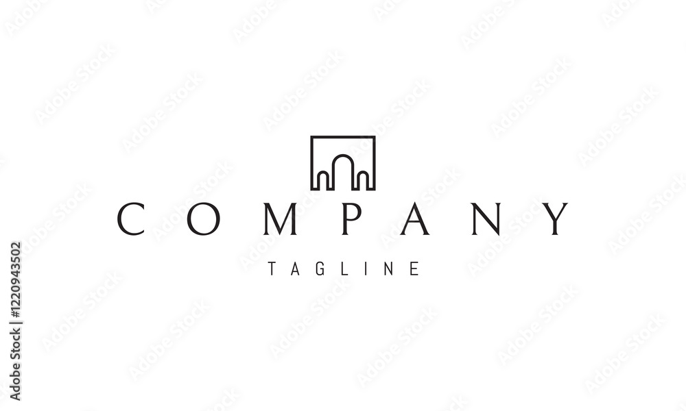 Vector logo with an abstract image of an arched facade.