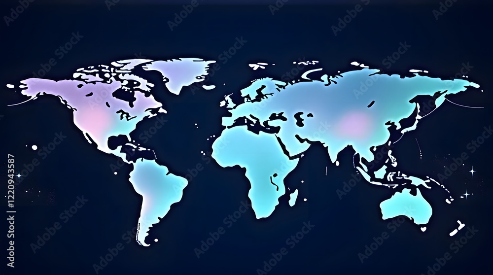 Naklejka premium Glowing World Map Digital Art Abstract Background