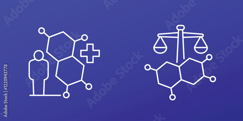 hormonal balance icons, hormones and endocrine system line vector