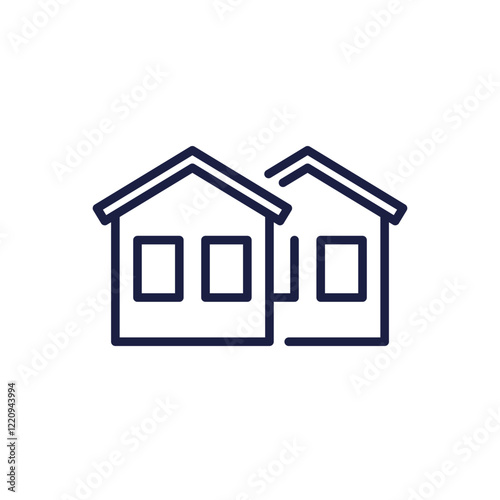 neighborhood line icon with two houses