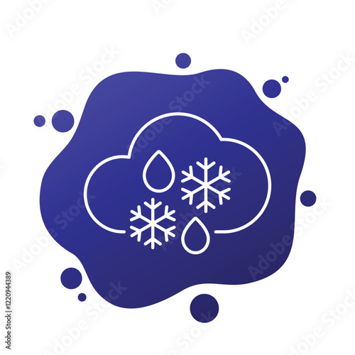 Sleet icon, rain with snow line vector