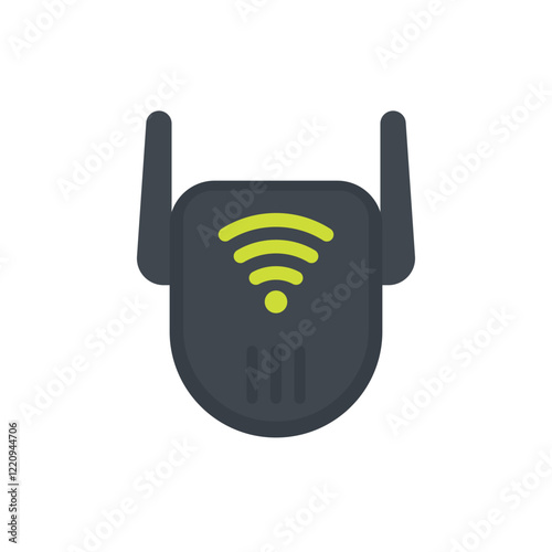 WiFi extender icon, Wi-Fi signal booster or amplifier, flat vector