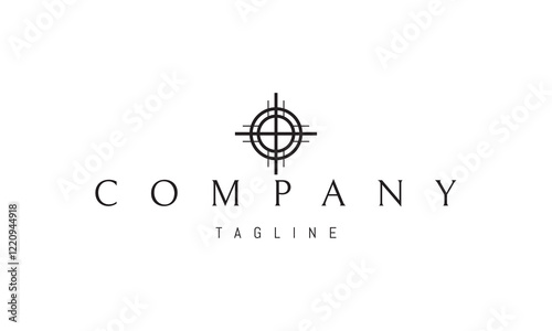 Vector logo with an abstract image of a cross in the form of a sight.