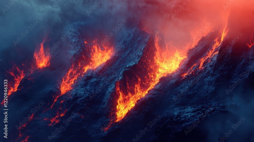 Inferno's Embrace: A Volcanic Eruption's Fiery Spectacle Inferno's Embrace: A Volcanic Eruption's Fiery Spectacle