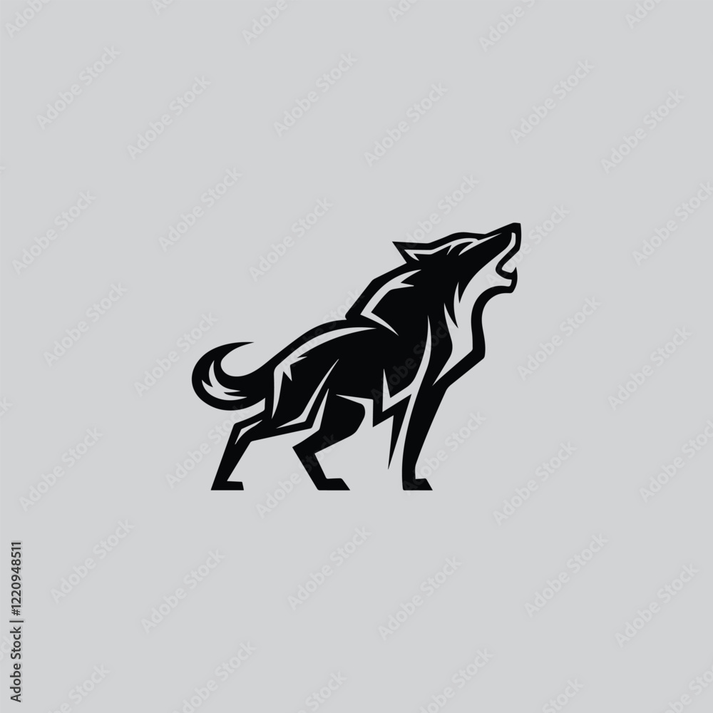 Obraz premium Howling Wolf Logo with vector template design