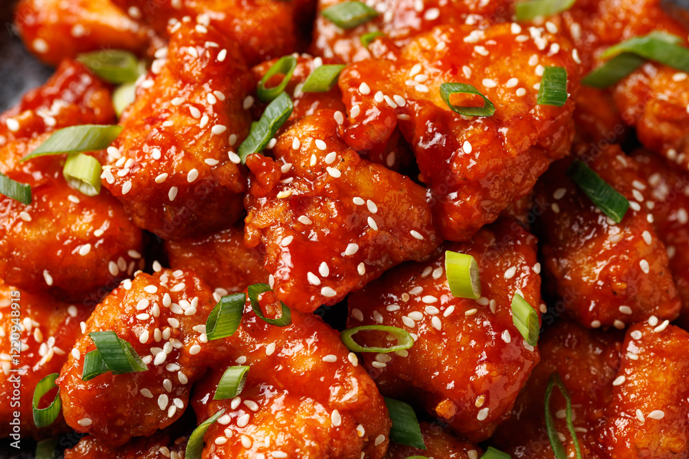 Crispy Sesame Chicken with a sticky asian sauce Crispy Sesame Chicken with a sticky asian sauce