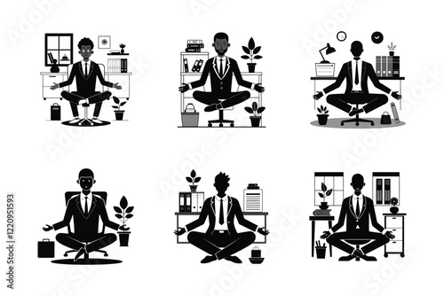 Silhouette of Mindful Office Yoga for a Balanced Workday