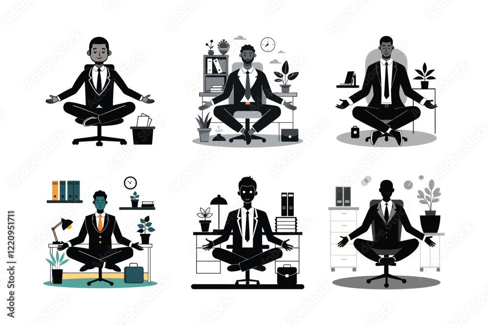 Silhouette of Mindful Office Yoga for a Balanced Workday Silhouette of Mindful Office Yoga for a Balanced Workday