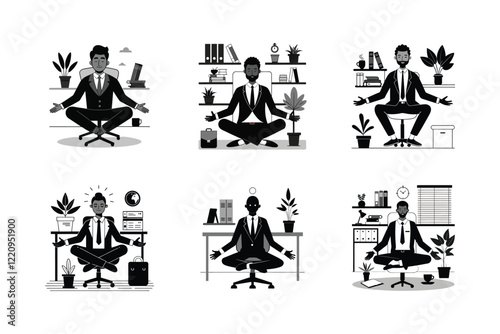 Silhouette of Mindful Office Yoga for a Balanced Workday