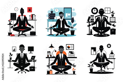 Silhouette of Mindful Office Yoga for a Balanced Workday