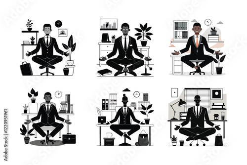 Silhouette of Mindful Office Yoga for a Balanced Workday