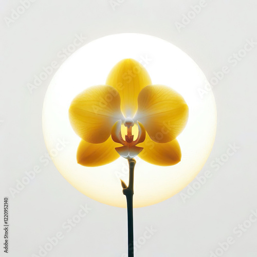 vivid yellow orchid flower on a white background photo