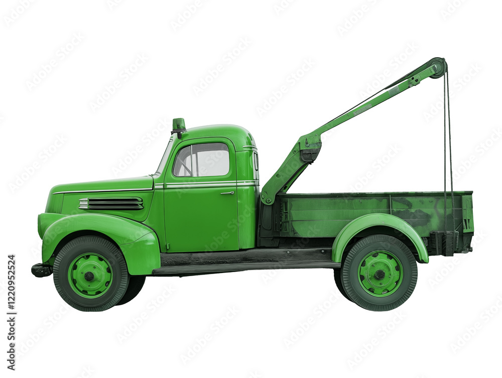 Fototapeta premium Retro Green Tow Truck isolated