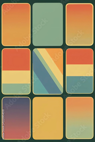 70s Retro Gradient Poster Collection: Groovy Geometric Wall Art for Vintage Decor