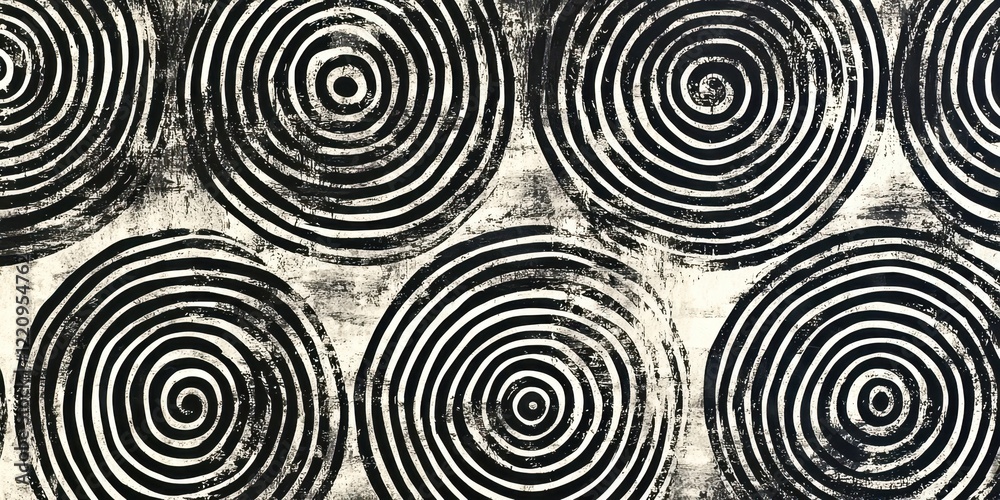 Fototapeta premium Black and white painting of circles