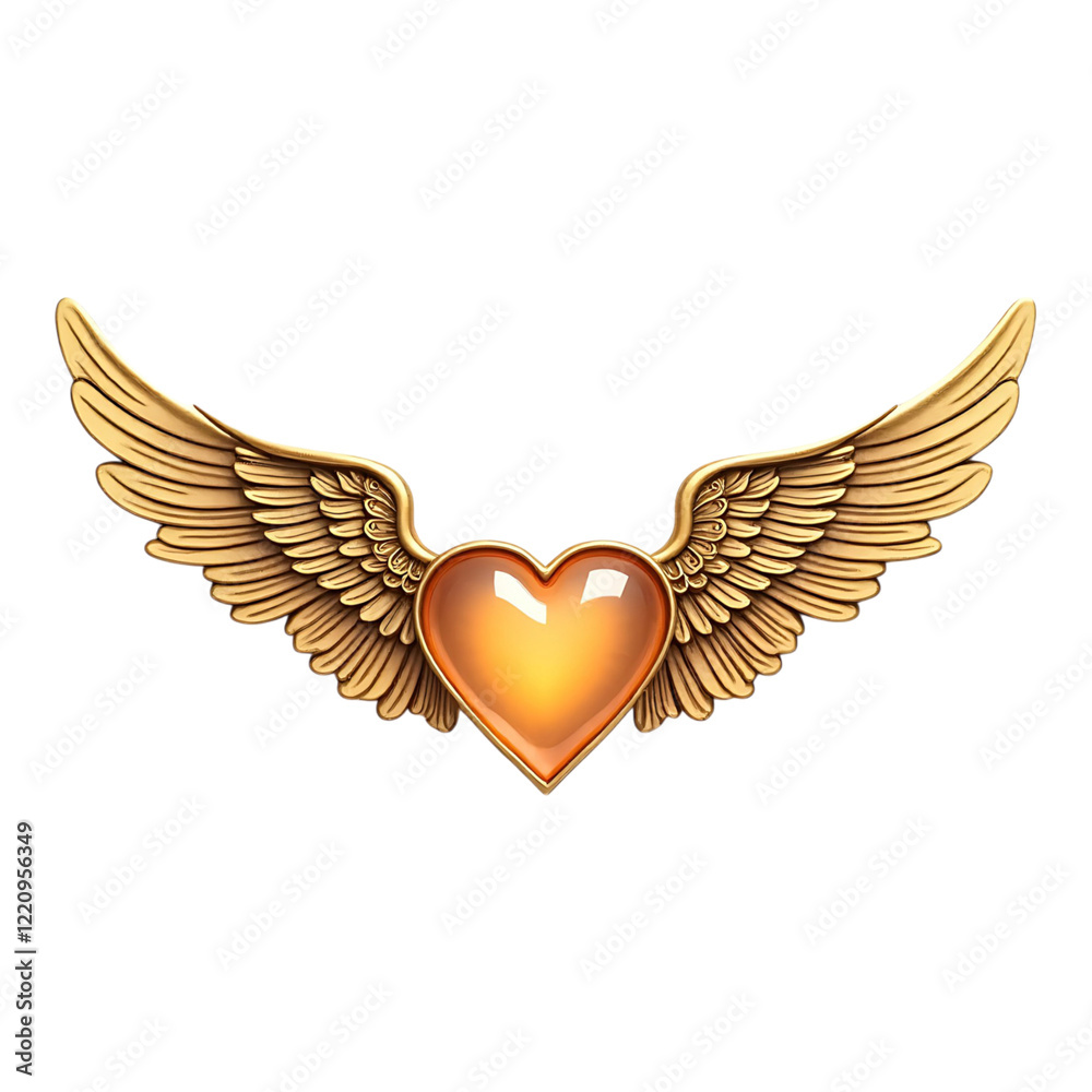 Obraz premium Pair of Golden Wings with a Heart Motif in the Center, Symbolizing Love