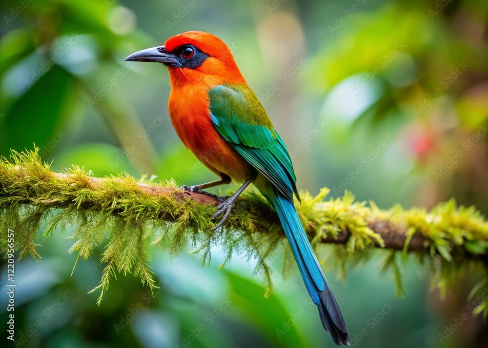 Obraz premium Rufous Motmot Bird in Mindo Ecuador, Vibrant Wildlife Photography