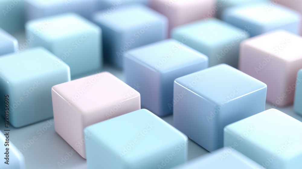 A row of blue and pink cubes are arranged in a pattern A row of blue and pink cubes are arranged in a pattern
