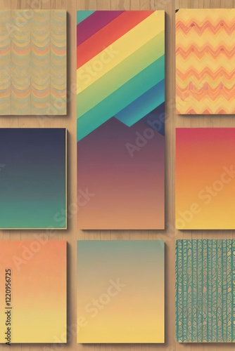 70s Retro Gradient Poster Collection: Groovy Geometric Wall Art for Vintage Decor