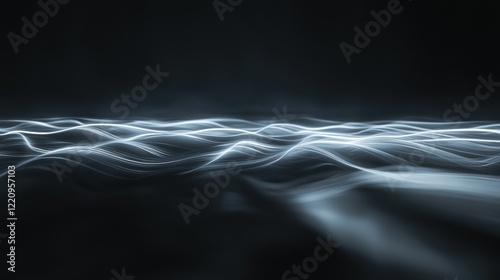 A black and white image of a wave with a lot of white lines