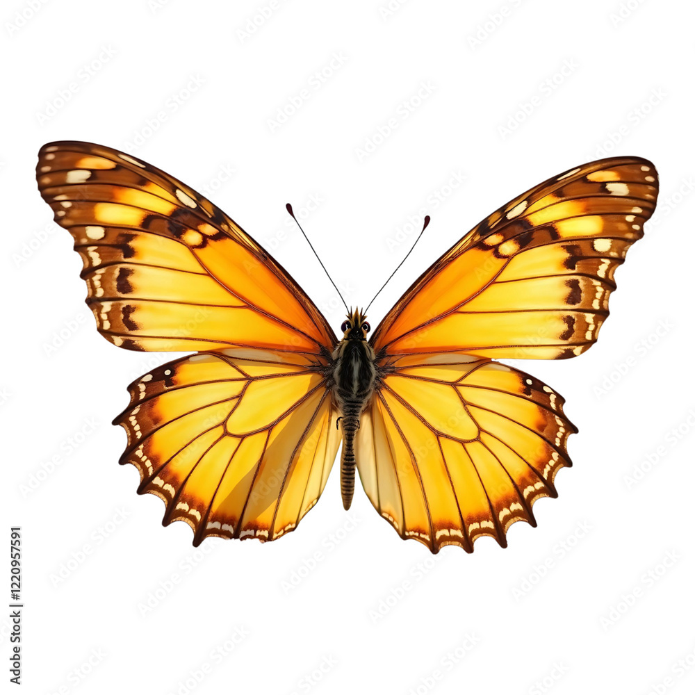 Realistic Illustration of a Golden Butterfly in a Side Profile Realistic Illustration of a Golden Butterfly in a Side Profile