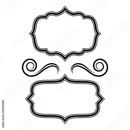 Vintage ornamental frame in black silhouette design