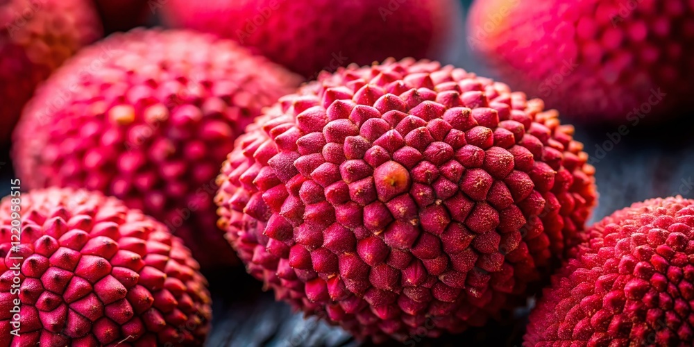 Lychee Fruit Macro Photography: Half Line Art, Vibrant Red, Detailed Texture Lychee Fruit Macro Photography: Half Line Art, Vibrant Red, Detailed Texture