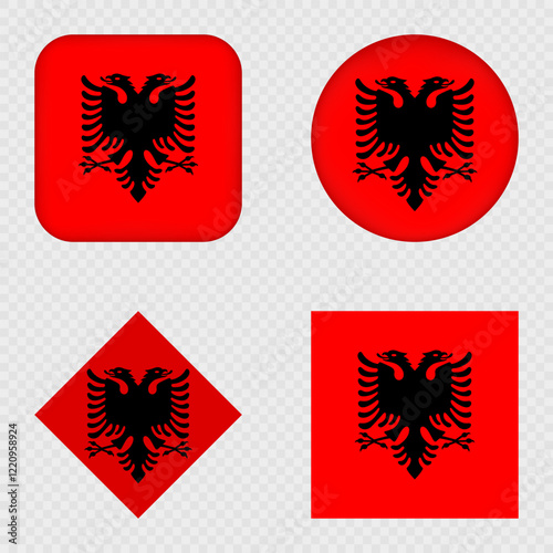 Albania Flag Icons Pack. Vector illustration.