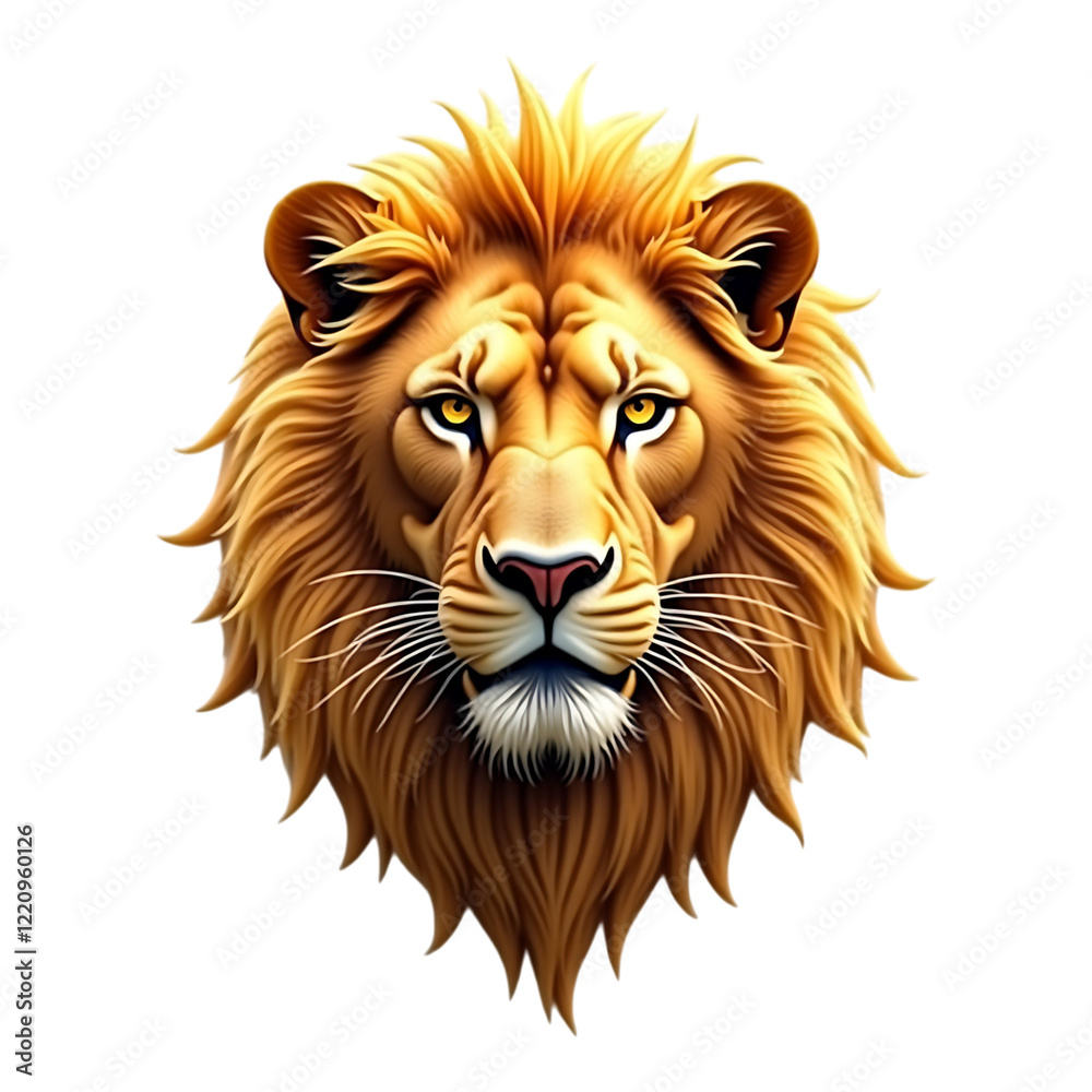 Realistic lion portrait with a strong and determined gaze. Realistic lion portrait with a strong and determined gaze.