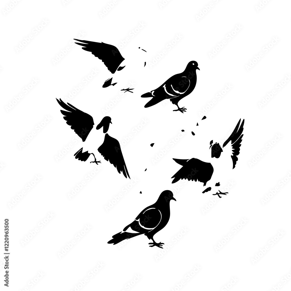 Fototapeta premium Pigeons In City Vector Logo Design