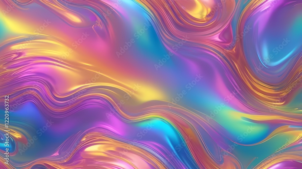 Obraz premium holographic foil background with gradient rainbow colors in yellow, pink, and blue tones