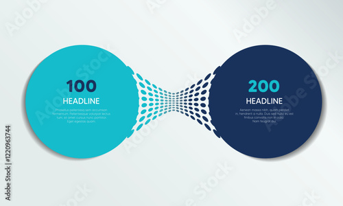 2 elements scheme, diagram. Two connected circles. Infographic template.
