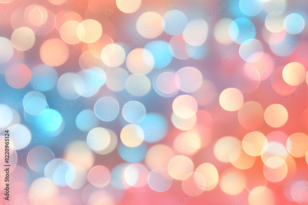 Fototapeta premium Abstract silver glitter and circle shaped bokeh on blurry background. Festive backdrop for holiday or event. Summer party blurry background. 